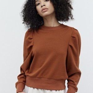 Grade & Gather Puff Shoulder Sweatshirt Burnt Orange